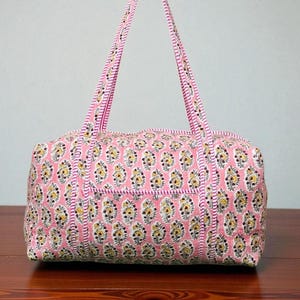 Large Cotton Patches Duffle Bags Blockprint Quilted Fabric Weekender Bags For Women Holiday Gifts Handmade Colorful Travel Overnight Bags