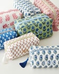 Large Cotton Quilted Block Printed Wash Bag | Ideal Gift | Handmade | Toiletry Bag | Cosmetic Bag Block Print Travel Accessory Holiday product logo