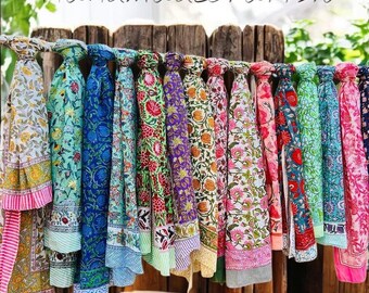 Katoenen sarongsjaal met blokprint Groothandel sarong strand sarong Indiase sjaal zomerpareo dames grote sarong bloemen strandkleed