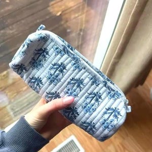 Floral Pattern Quilted Cotton |Pencil Bag | Vintage Style Makeup Brush Zipper Bag |Pen Pouch | Gift for Teacher |Cute Pencil Case Mom&#39;s Gift
