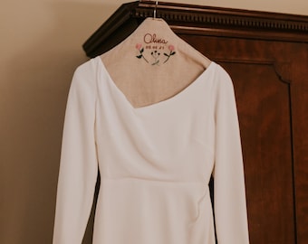 Coat Hanger Cover,Personalized Wedding Dress Hanger,Embroidered Hanger,Linen Hanger,Percha Novia,Wedding Gift,Bride Gift,Botanical, Floral