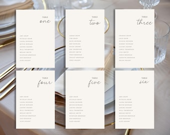 Modern Wedding Seating Chart Cards: Editable Table Decor Template