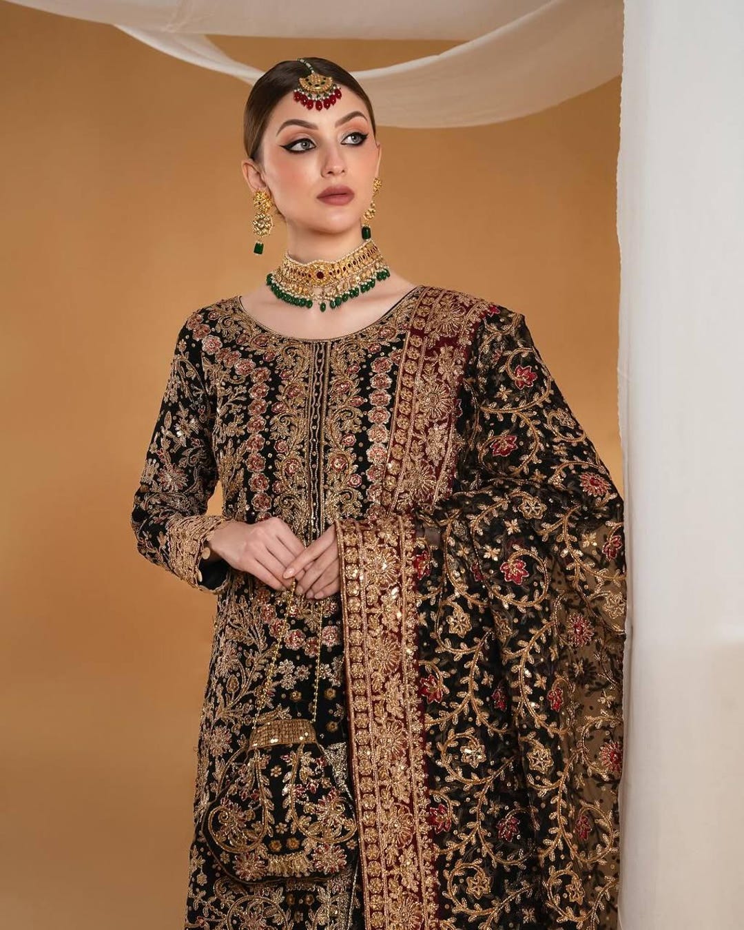 Premium Faux Georgette Suit, Plazzo & Dupatta Set – Thread Embroidery Work