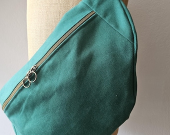 Riñonera hecha a mano · Gabardina · Talla XL · Hecha en Francia · Correa de hombro extraíble · Bolso bandolera grande