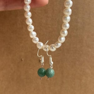 Sterling Silver Jade Earrings – Handmade Single Drop Gemstone Jewelry – Green Jade Dangle Earrings