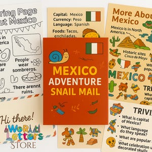 Correo sorpresa del caracol de la aventura en México: carta educativa, actividades y página para colorear / Envío a todo el mundo por correo tradicional desde Australia