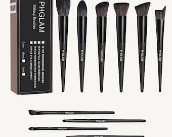 10-Piece Black Makeup Brush Set: Soft Synthetic Bristles