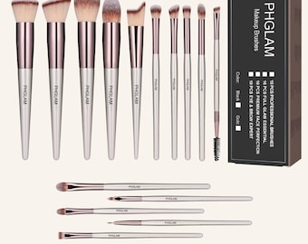 16 Piece Champagne Gold Makeup Brush Set - Face & Eye Brush Collection