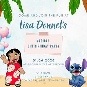 Carte d'invitation d'anniversaire modifiable sur Canva