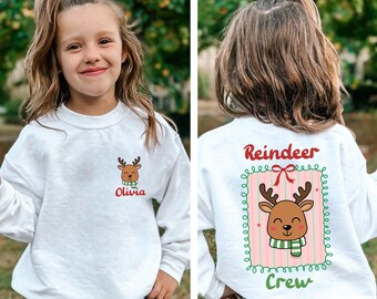 Reindeer Crew Kids Christmas Sweatshirt | Personalized Christmas Reindeer Shirt | Custom Holiday Crewneck