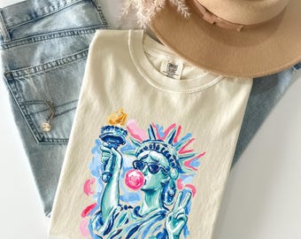 Comfort Colors Lady Liberty Shirt | Funny 4th of July Shirt, Bubble Gum Statue Tee, Patriotic Shirt, Independence Day Gift
