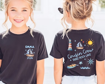 Custom cousin crew lake trip shirt, Matching family vacation tee, Kids camp t-shirt, Personalized cousins 2025 lake crew