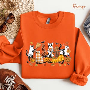 Halloween Sweatshirt,Cat Sweatshirt,Ghost Shirt,Halloween Sweater, Cat Lover Tshirt, Cool Halloween Cat Shirt, Black Cat Shirt,Spooky Season