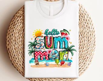 Hello Summer Shirt, Beach Shirt, Summer Shirt, Vacation Shirt, Summer Vacation Shirt, Watermelon Shirt, Colorful Holiday Shirt, Summer Vibes