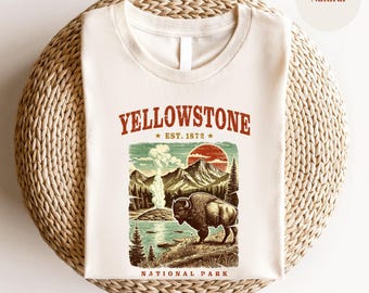 Vintage Yellowstone National Park TShirt, Retro National Park, National Parks Shirt, Nature Lover, Hiking Shirt, Camping Shirt, Travel Shirt