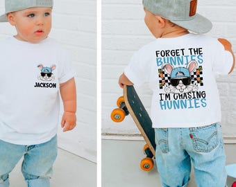 Personalized Chasing Hunnies Easter Shirt | Funny Bunny Tee for Kids | Custom Name Cool Easter Gift
