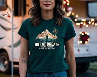 Out of Breath Hiking Society Shirt, Funny Hiking Crewneck, Retro Hiking Shirt, Vintage Hiking Gift, Nature Lover Sweatshirt, Hiker Group Tee