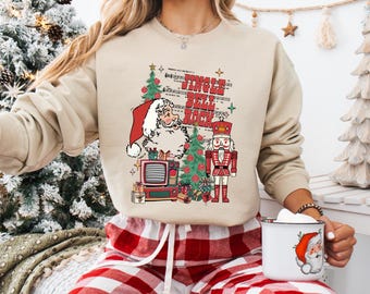 Jingle Bell Rock Sweatshirt Retro Christmas Santa Shirt