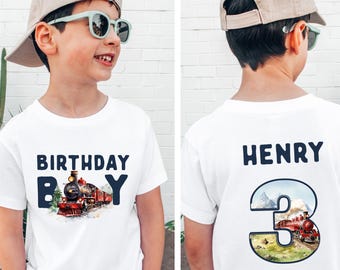 Personalized Train Birthday Boy Shirt | Custom Name Choo Choo Tee | Toddler Birthday Outfit | Matching Family Train Shirts