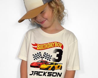 Race Car Birthday Shirt: Custom Name and Age - Toddler Tee