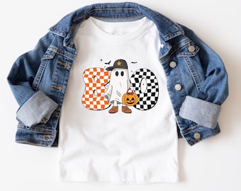 Boo Ghost Boys Halloween Shirt – Toddler Trick or Treat Tee with Pumpkin – Cute Boys Halloween Tee