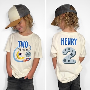 Two The Moon Birthday Shirt – Retro Space Rocket Birthday Tee – Astronaut Toddler Shirt – Outer Space 2nd Birthday Outfit