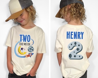 Two The Moon Birthday Shirt – Retro Space Rocket Birthday Tee – Astronaut Toddler Shirt – Outer Space 2nd Birthday Outfit