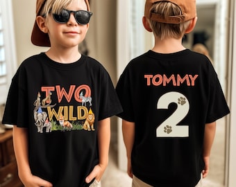 Two Wild 2nd Birthday Shirt, Safari Animal Party Tee, Zoo Birthday Outfit, Jungle Party Animal Toddler Shirt