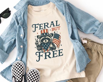 Feral and Free Raccoon 4th of July Toddler Tee