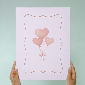 Kit de póster infantil A3: Corazón, flor y mariposas en acuarela (PDF digital)
