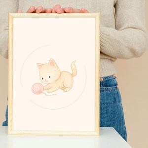 Kit de póster infantil A3: Gatito, cachorro y conejito en acuarela (PDF digital)