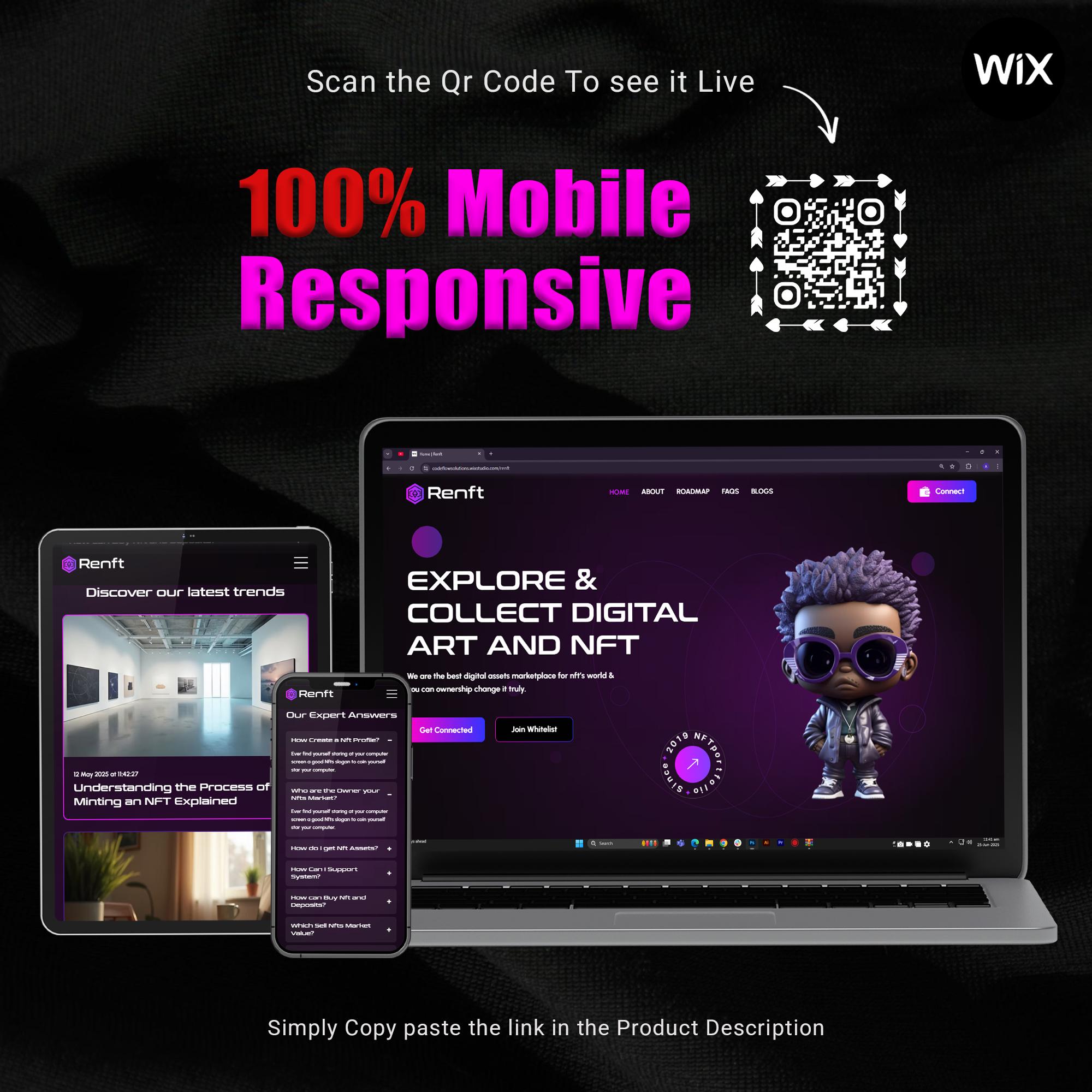 Wix NFT Business Website Template Crypto Art Portfolio Web Design Wix Theme