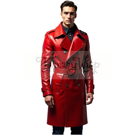 Crimson Kommando Herren Ledermantel-Regal Bold Statement Wear