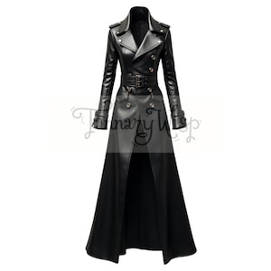 Elegant Black Women’s Leather Trench Coat