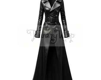 【希少品】Vintage Leather Long Trench Coat Vintage Black Leather Long Trench Coat. Originally Women's Size S