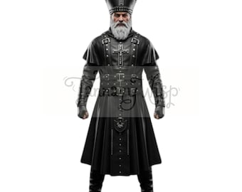 Leather Bishop Costume: Medieval Priest Robe & Cape