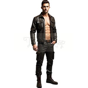 Handcrafted Men’s Black Leather Jacket & Pants Outfit -  Men&#39;s Leather Fashion- Custom Leather Outfits, Motorcycle Style Clothing
