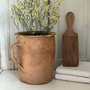 Old French confit pot, stoneware pot with handle, vintage storage pot with patina, country house decoration, shabby, brocante