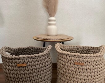 Cesta de ganchillo: gran cesta de almacenamiento de cuerda de algodón - Decoración para habitación infantil y lavandería