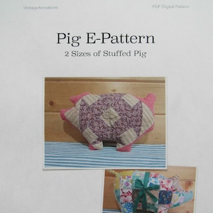 Primitive Pig Pattern Download, Easy to Sew, 2 Different Sizes and Shapes with Directions