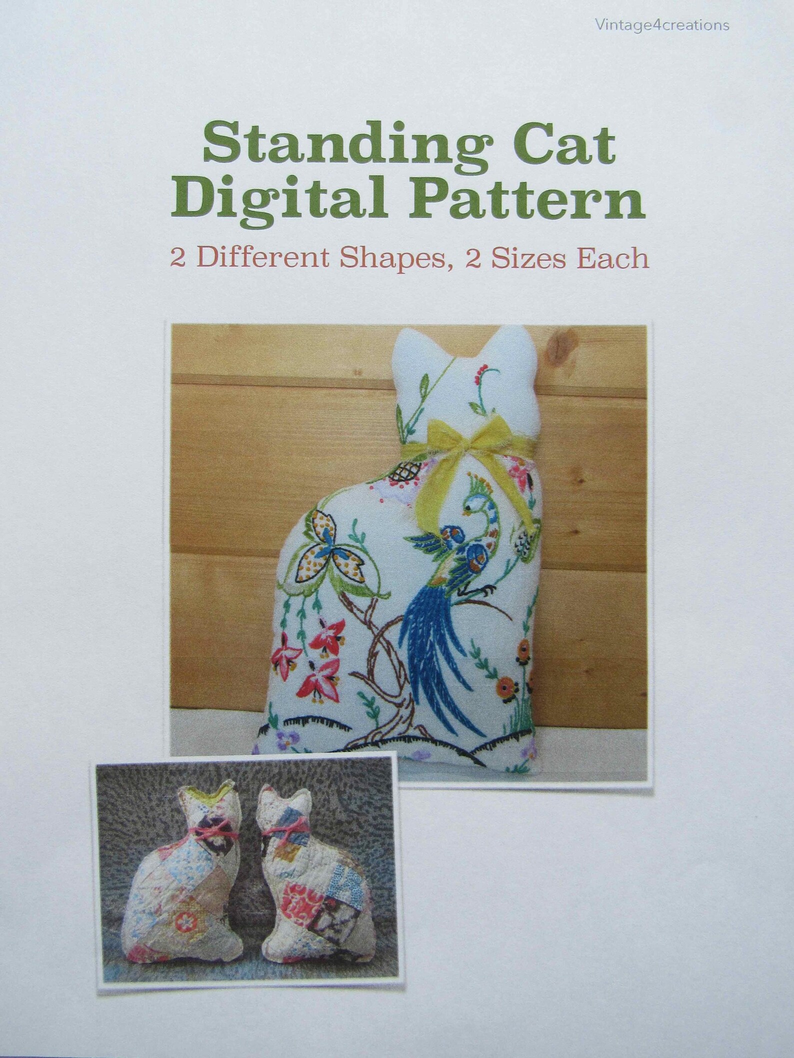 Stuffed Cats Sewing Pattern, Standing Kitten Templates (digital ...