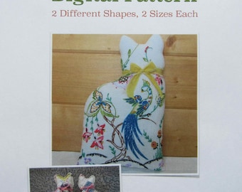 Stuffed Cats Sewing Pattern, Standing Kitten Templates (Digital Download)