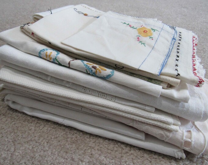 Vintage Cutter Linens, Stack of 15, Sewing Stash Builder, Crafting ...