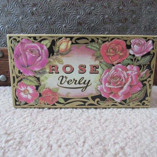 Vintage Art Deco Style Box with Pink Roses, Rose Verly Soap Container, Made in Germany
