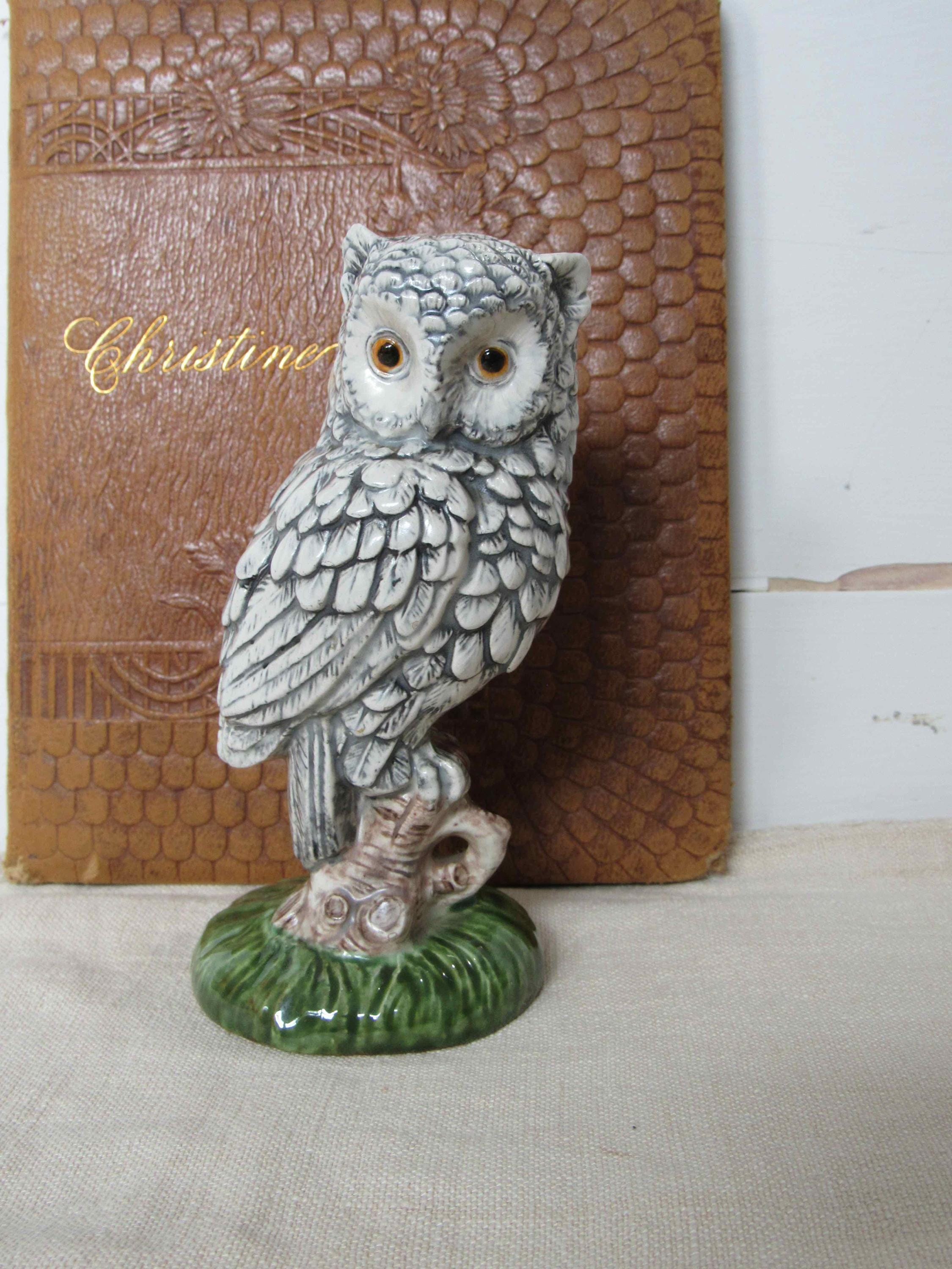 Vintage Gray Owl Figurine, Ceramic 1976, A Bernice Ceramic