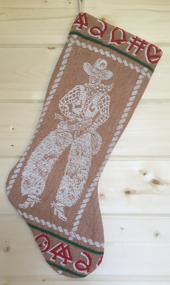 Cowboy Christmas Stocking Western Lodge Cabin Christmas Etsy
