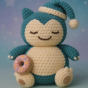 Handmade Snorlax Amigurumi Plush 16 cm Crochet Toy Fan Art Gift