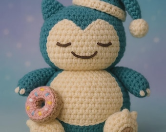 Handmade Snorlax Amigurumi Plush 16 cm Crochet Toy Fan Art Gift