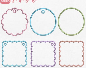 ITH Bogenkanten Baby Banner Stickerei Stickerei, Applikation, Maschinenstickerei, In The Hoop Quadrat Kreis Tag Pes Dst Jef Vp3, Sofort Download