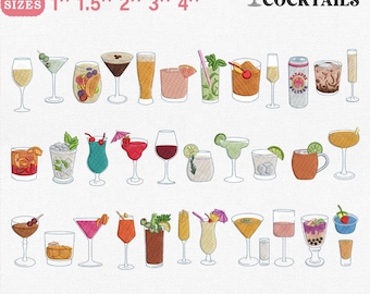 Happy Hour Cocktail Stickerei Bundle, Margarita Martini Moskau Mule Bar Getränkemaschine Datei, digitale Datei, Sofort Download, Pes Dst Jef Vp3
